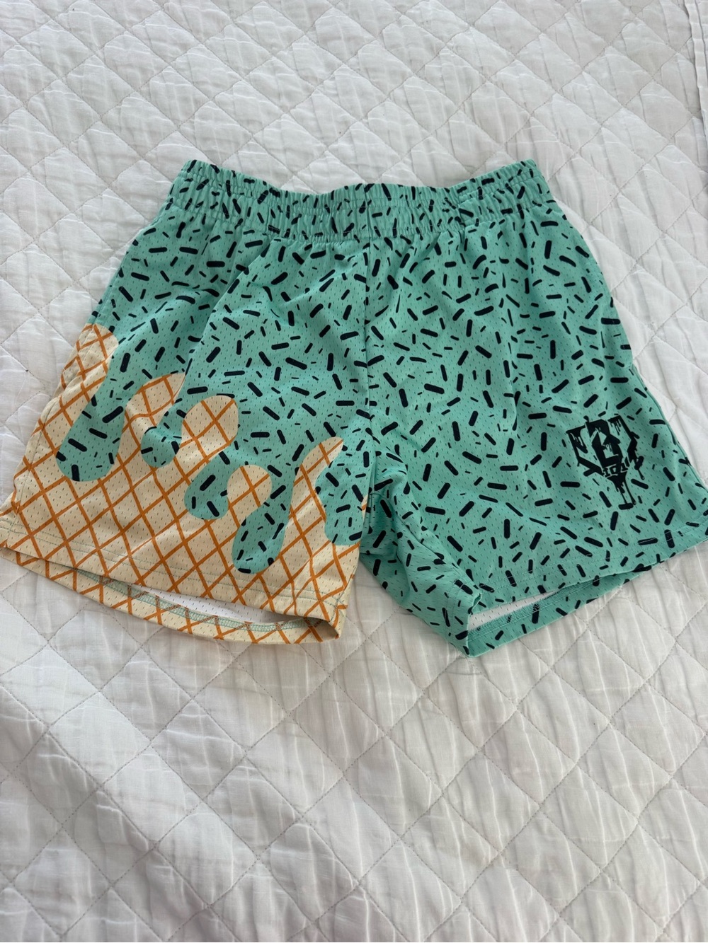 Baseball Lifestyle 101 Men's Mint Green Athletic Shorts with Waffle Cone Print